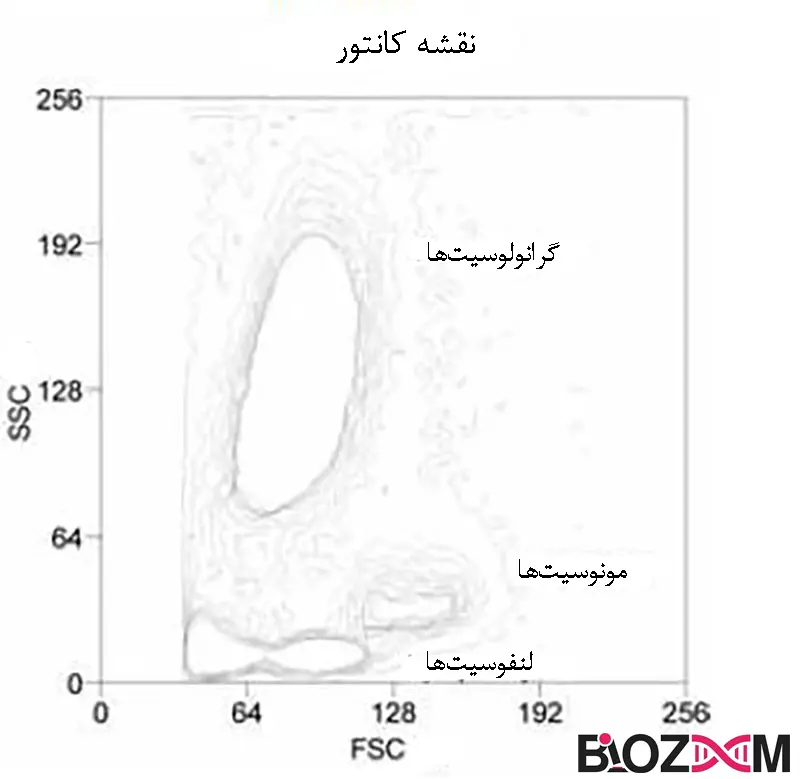 Flow cytometry contour تصویر نمودار کانتور فلوسایتومتری