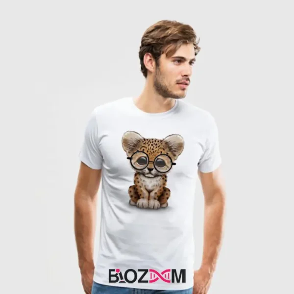 تصویر تیشرت طرح یوزپلنگ عینکی کد 144