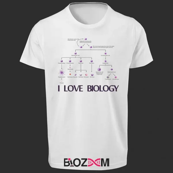تصویر تیشرت طرح I love biology کد 153