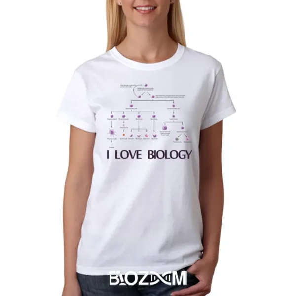 تصویر تیشرت طرح I love biology کد 153