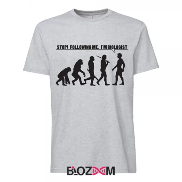 تصویر تیشرت طرح stop, following me, I am biologist کد 179