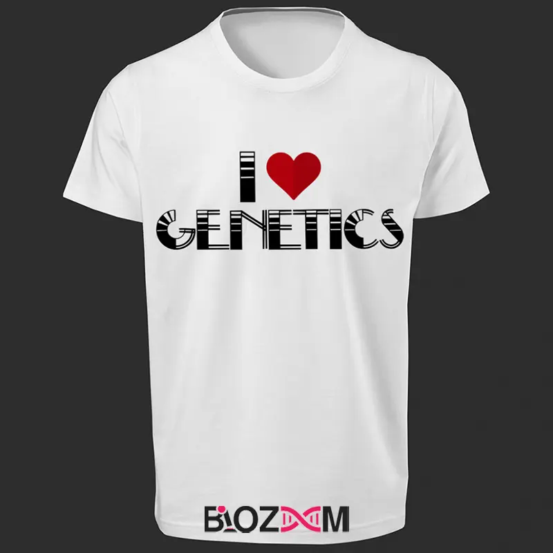 تصویر تیشرت طرح I love genetics کد 183