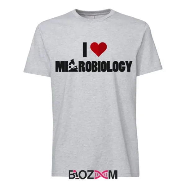 تصویر تیشرت طرح I love microbiology کد 185