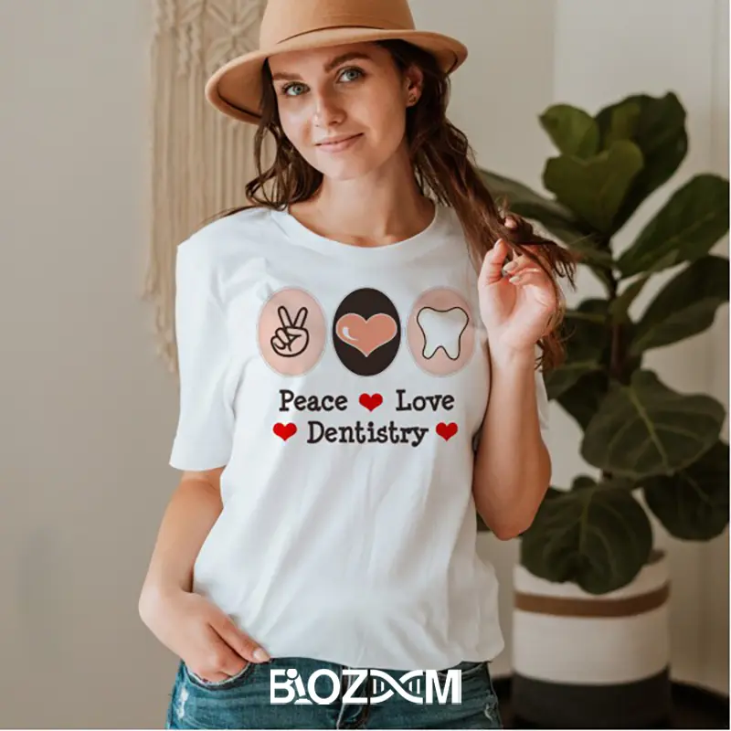 عکس تیشرت طرح صلح عشق دندان پزشکی کد 101