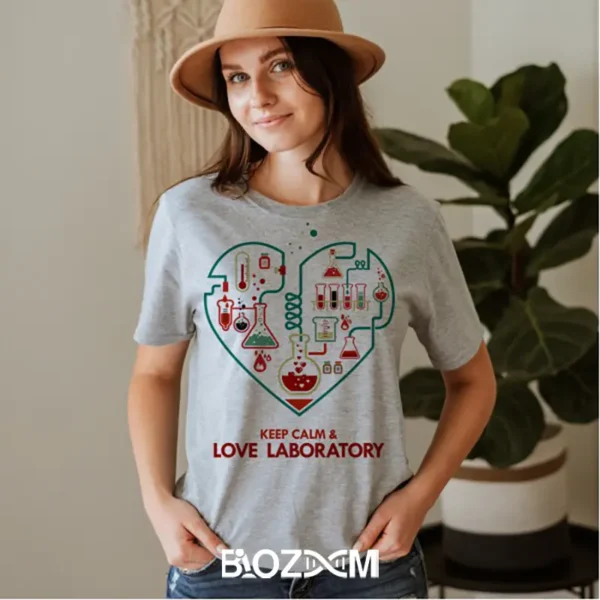 تصویر تیشرت طرح keep calm & love laboratory کد 102