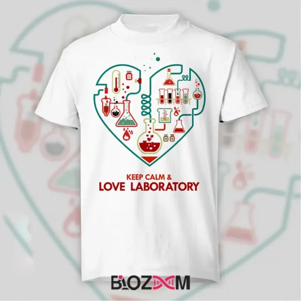 تصویر تیشرت طرح keep calm & love laboratory کد 102