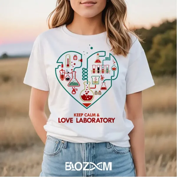تصویر تیشرت طرح keep calm & love laboratory کد 102