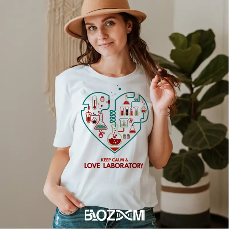 تصویر تیشرت طرح keep calm & love laboratory کد 102